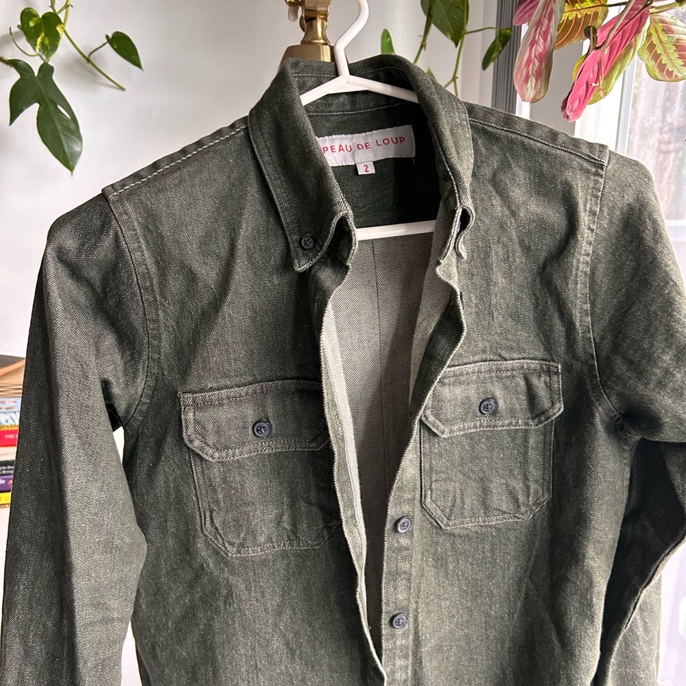 Peau De Loup Olive Button-Up